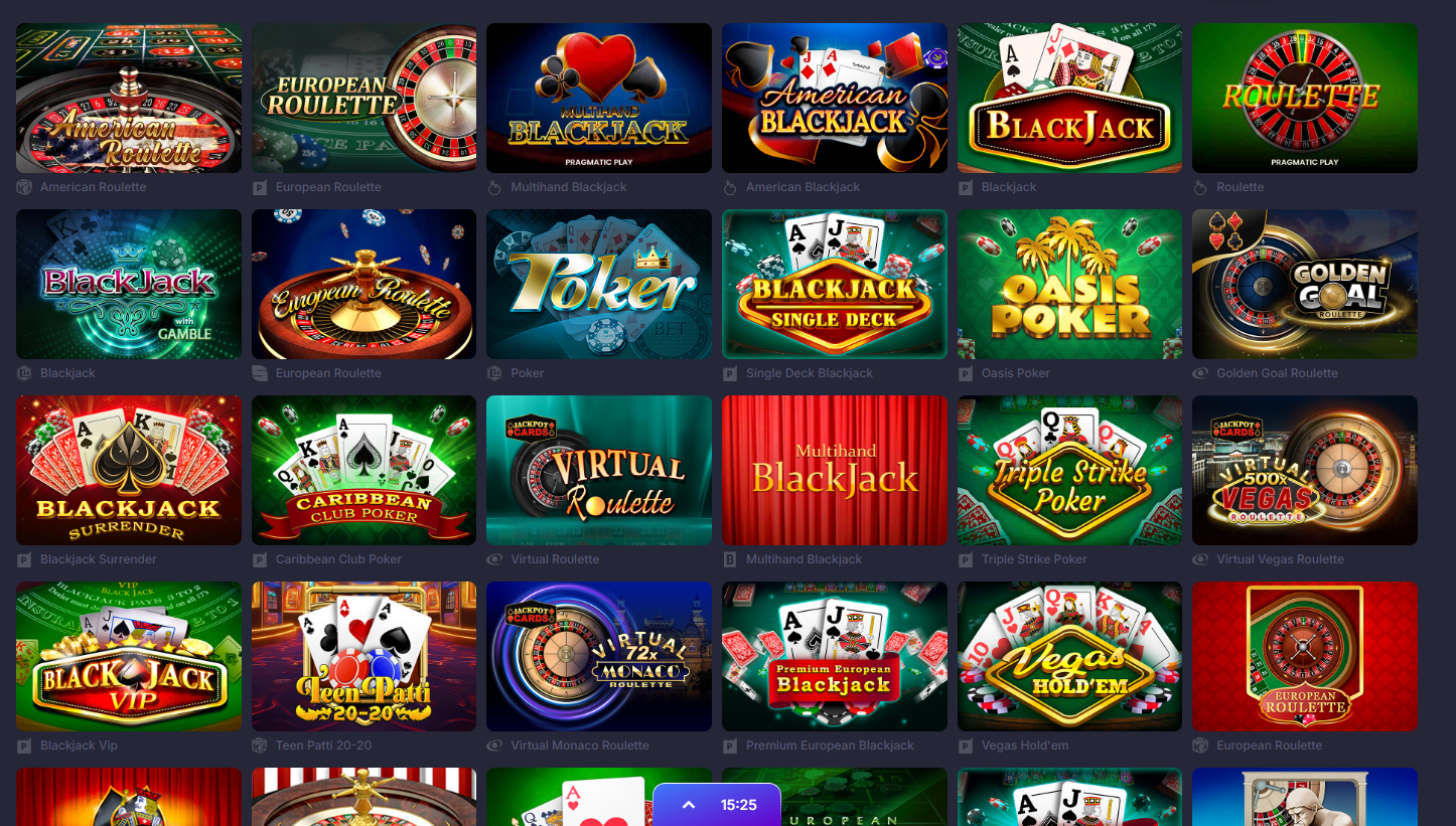 Настольные игры в казино SuperGra Casino: рулетка, карточные игры и классика в разделе казино